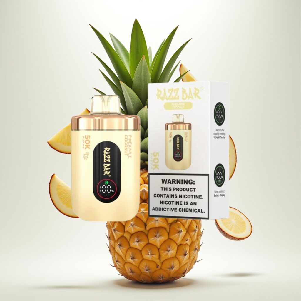 Razz Bar 50K Puffs Engangs Vape Ananas Kokos – 50000 Puffs, 1.0 Ohm Mesh Coil, Type-C