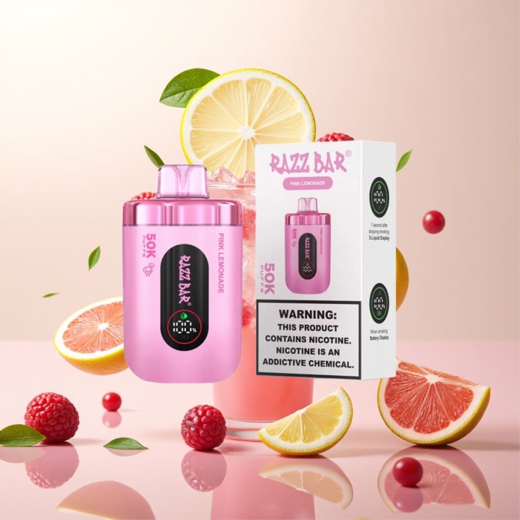 Razz Bar 50K Puffs Engangs Vape Rosa Sitronade – 50000 Puff, 1.0 Ohm Mesh Coil, Type-C