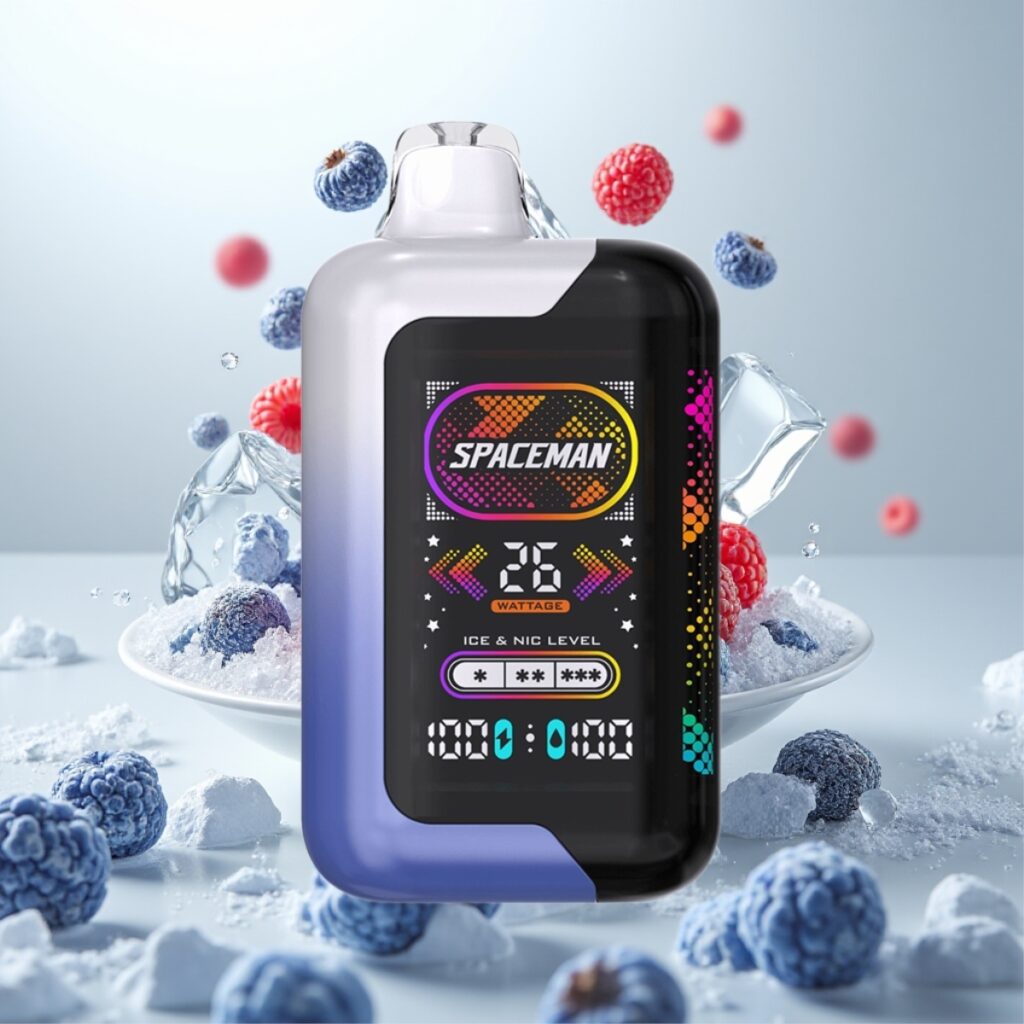 Spaceman SP40000 Zero Nicotine Engangs – 20ml, 0% nikotin, 40000 puffer, 1000mAh, lades med Type-C, Blå Bringebær Is