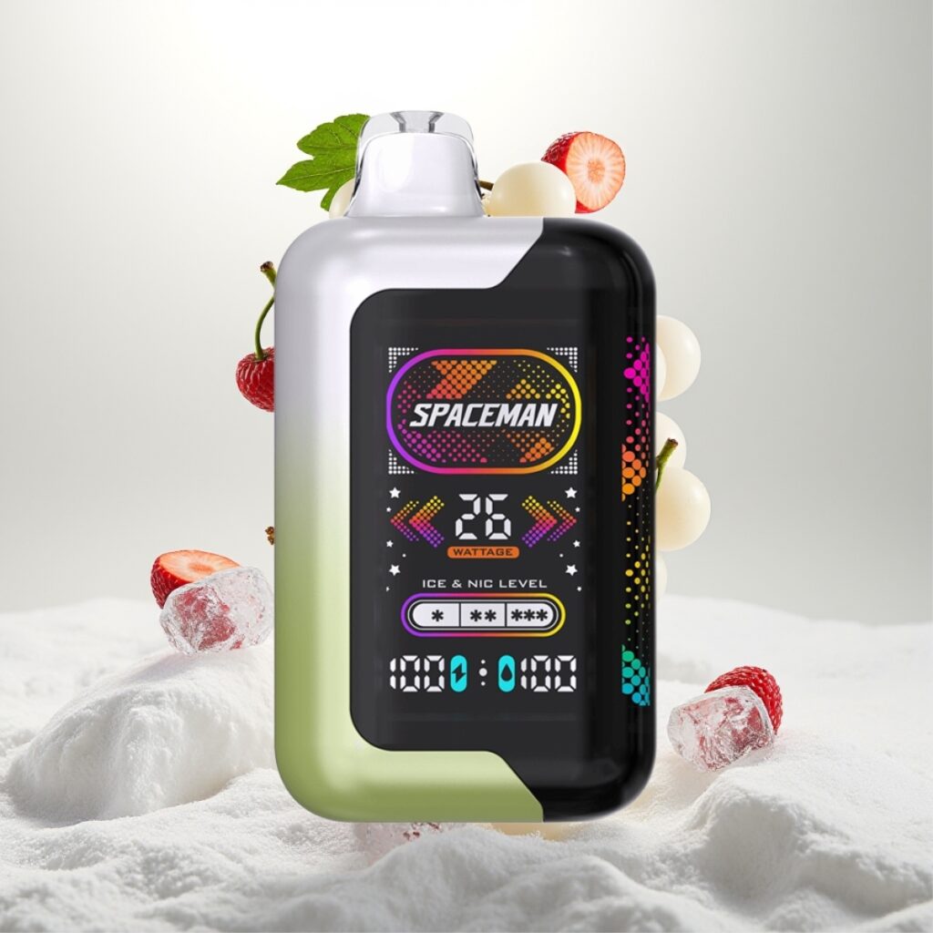 Spaceman SP40000 Zero Nikotin Engangsdamp med 20ml, 1000mAh batteri, 40000 pust, hvit dru-is