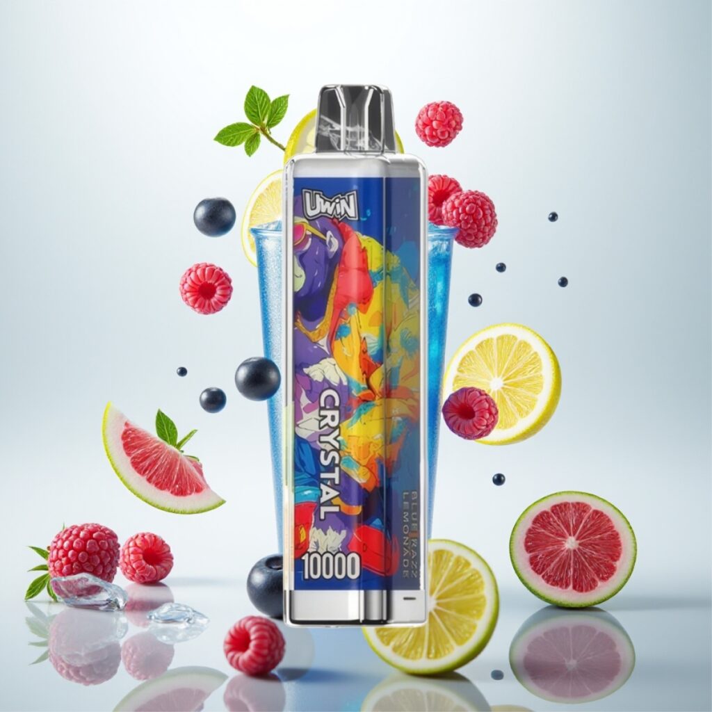 UWIN Crystal 10000 Puffs – Blå Bringebær Sitronade – 18ml, 650mAh, Type-C, 0.8 Ohm Mesh Coil