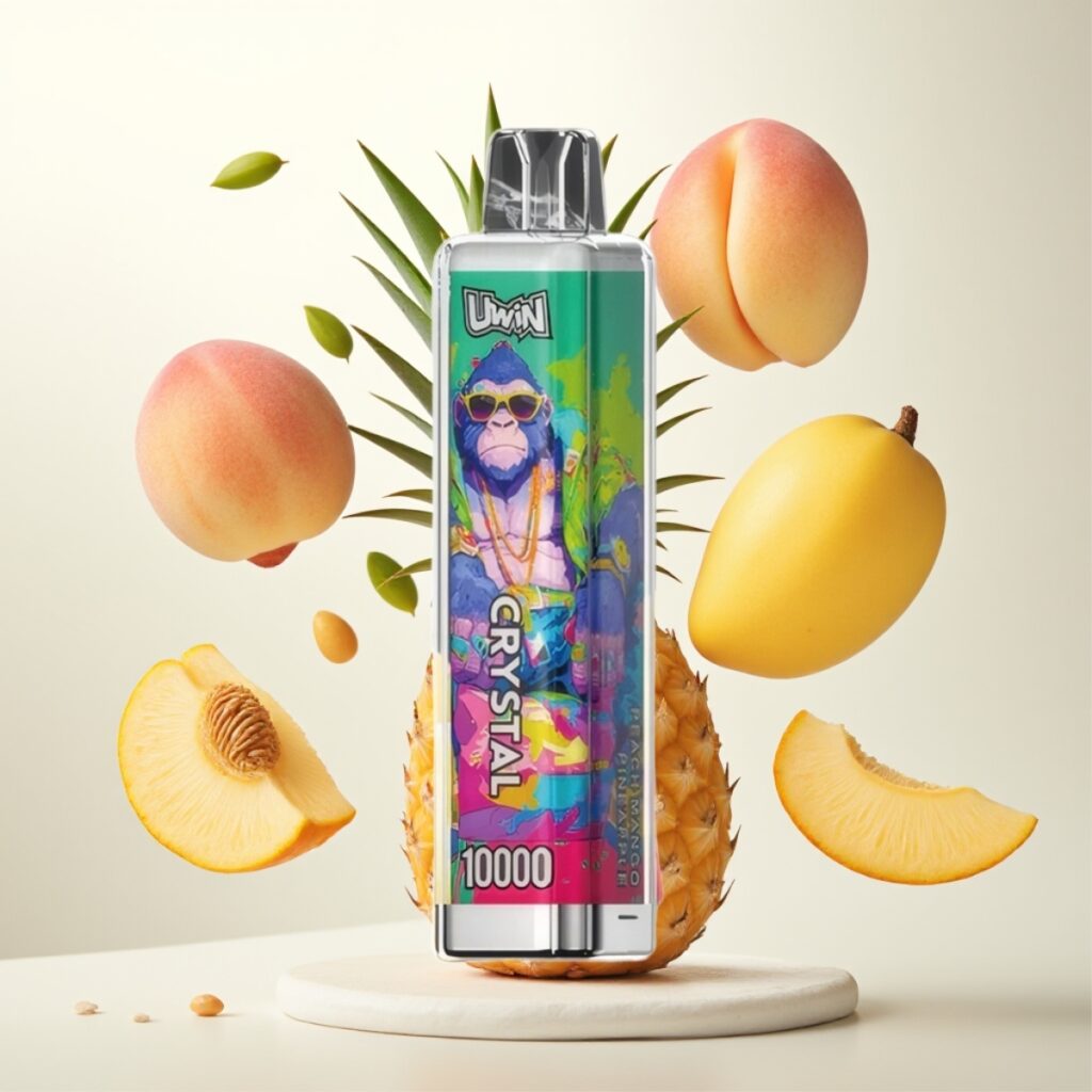 UWIN Crystal 10000 Puffs Fersken Mango Ananas – 18ml, 650mAh, Type-C
