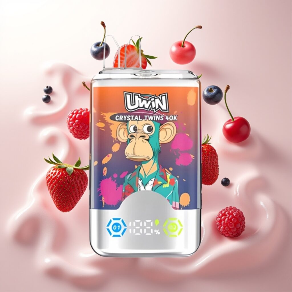 UWIN Crystal Twins 40000 Puffs - 32ml, 850mAh, Type-C - Jordbær Bringebær Kirsebær Mr Blue