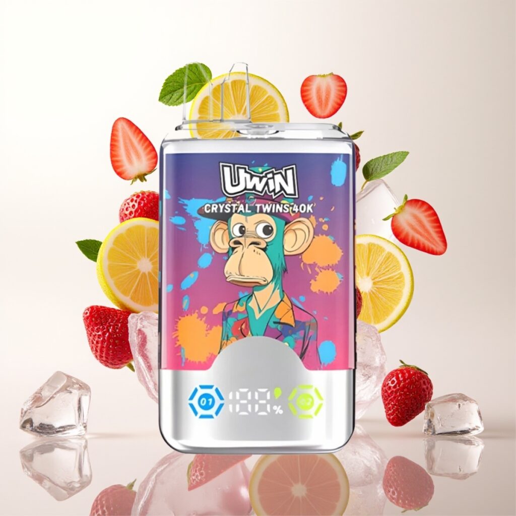 UWIN Crystal Twins 40000 Puffs – 32ml, 850mAh, Type-C – Jordbær Kiwi Drue Is
