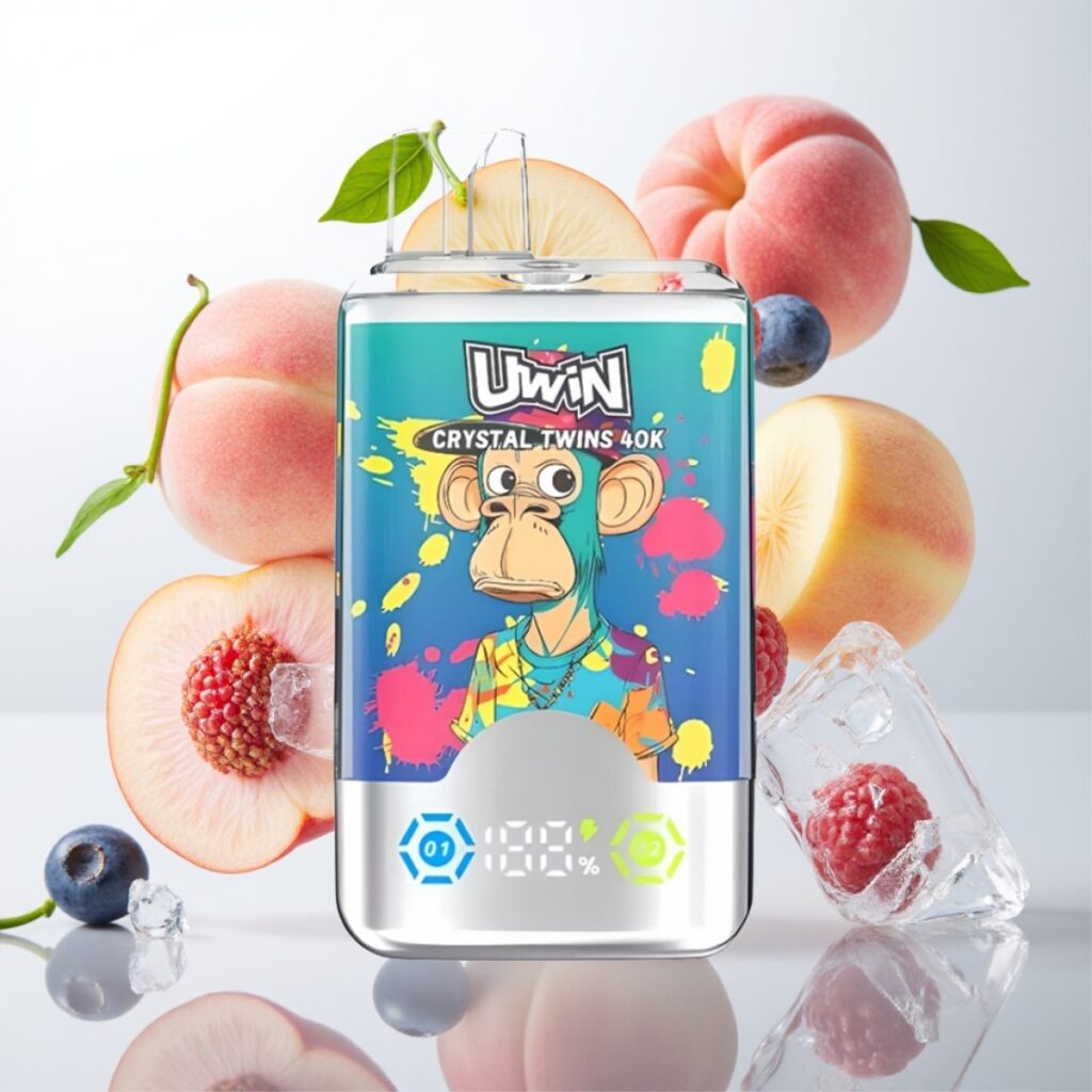 UWIN Crystal Twins 40000 Puffs – Blåbær på Is & Sommerfersken Is – 32ml, 850mAh, Type-C