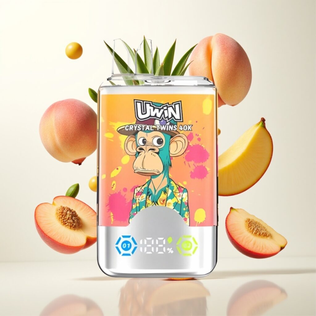 UWIN Crystal Twins 40000 Puffs Engangs Vape Fersken Mango Ananas Red Bull – 32ml, 0.6 Ohm, Type-C