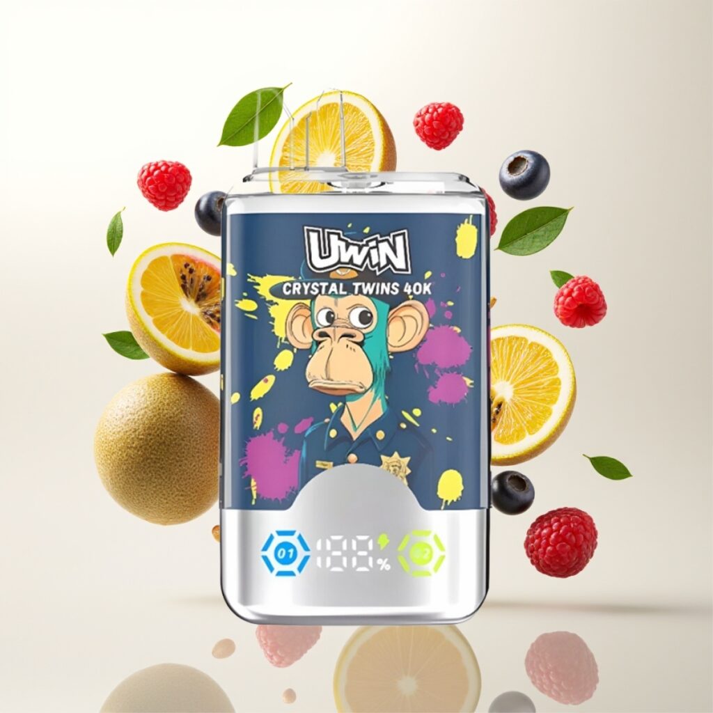UWIN Crystal Twins 40000 Puffs Oppblåsbar Vape med Kiwi Pasjonsfrukt Guava Blåbær Bringebær – 32ml, 850mAh, Type-C