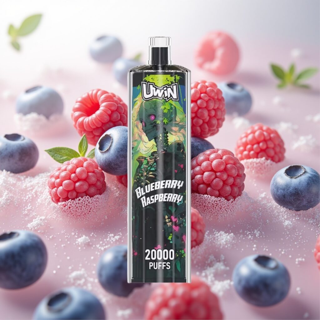 Uwin Shisha Hookah Crystal 20000 Puffs Blåbær Bringebær – 0% 2% 3% 5% Nikotin, 22ml, 650 mAh, Type-C