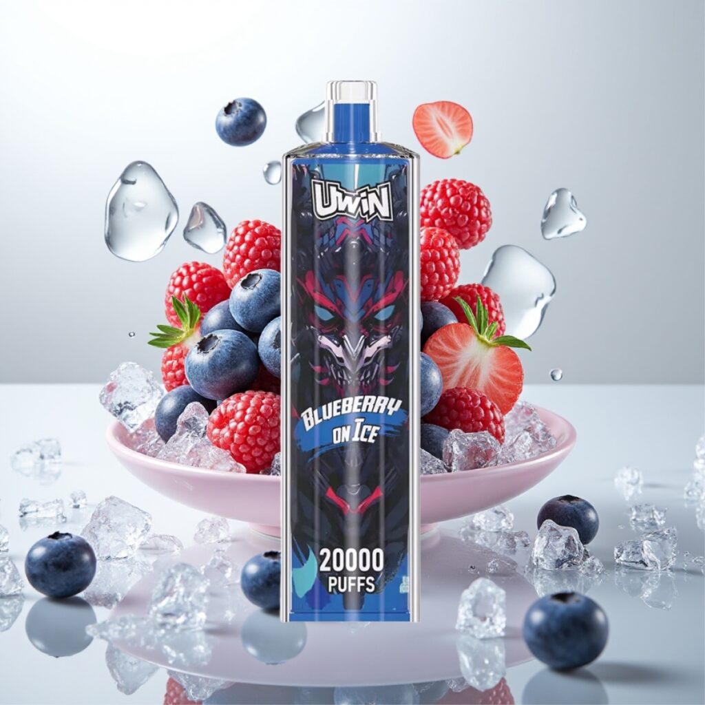 Uwin Shisha Hookah Crystal 20000 Puffs Blåbær på Is – 0% 2% 3% 5% Nikotin, 22ml, 650 mAh, Type-C