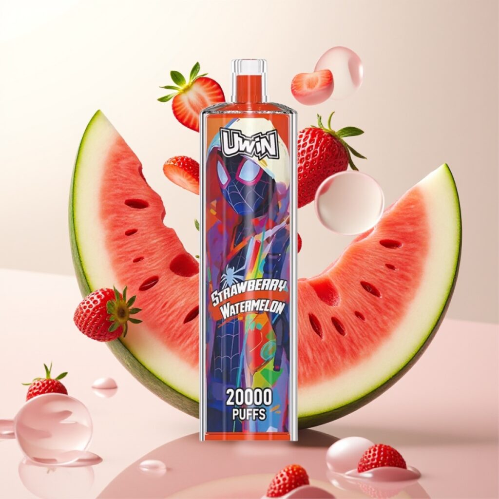 Uwin Shisha Hookah Crystal 20000 Puffs Jordbær Vannmelon – 0-5% Nikotin, 22ml, 650 mAh, Type-C, Mesh Coil