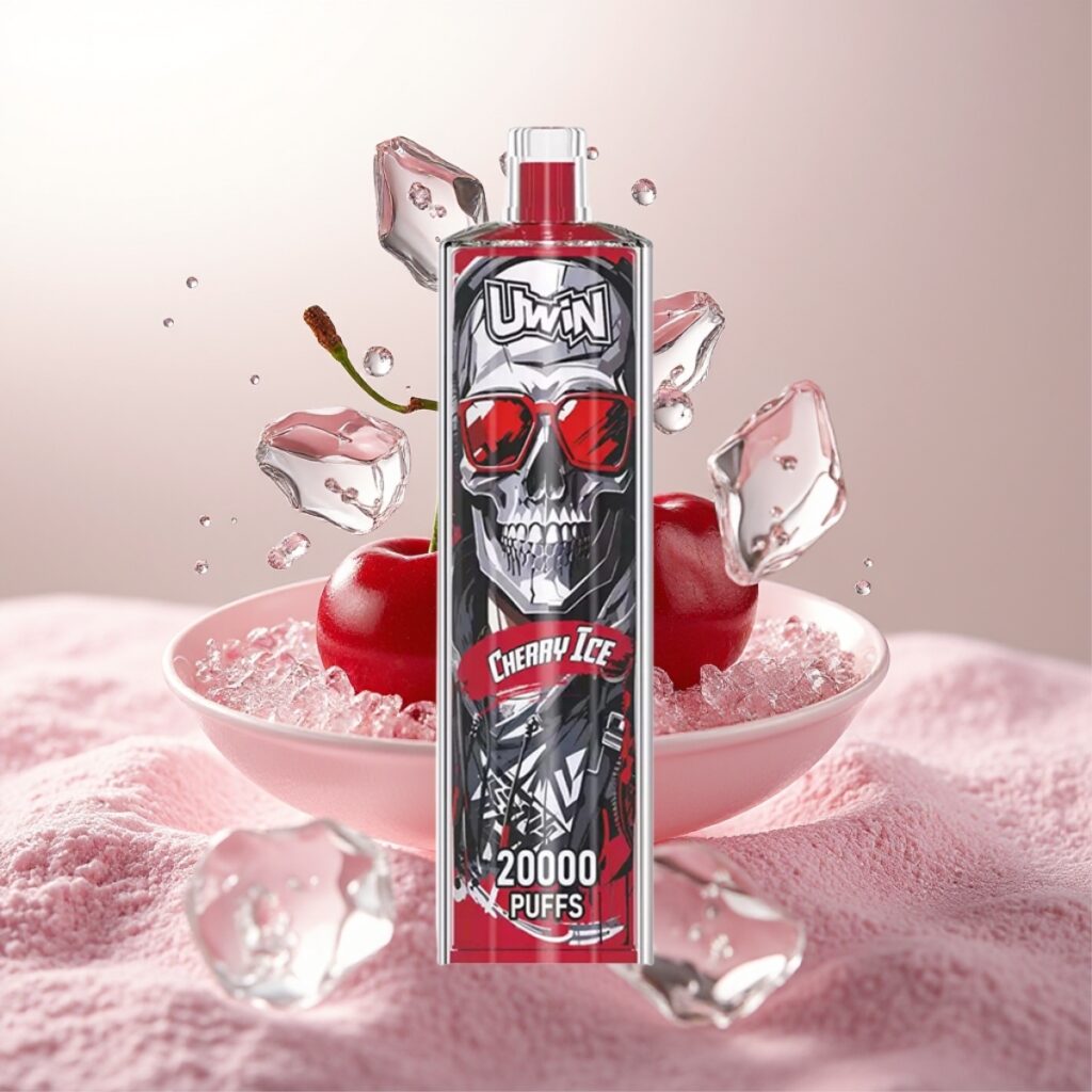 Uwin Shisha Hookah Crystal 20000 Puffs Kirsebær Is, 0-5% Nikotin, 22ml, 650 mAh, Type-C