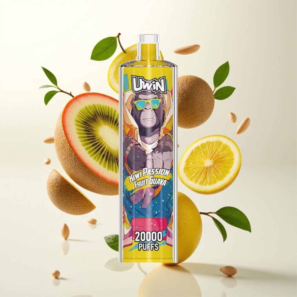 Uwin Shisha Hookah Crystal 20000 Puffs Kiwi Pasjonsfrukt Guava – 0-5% Nikotin, 22ml, 650 mAh, Type-C