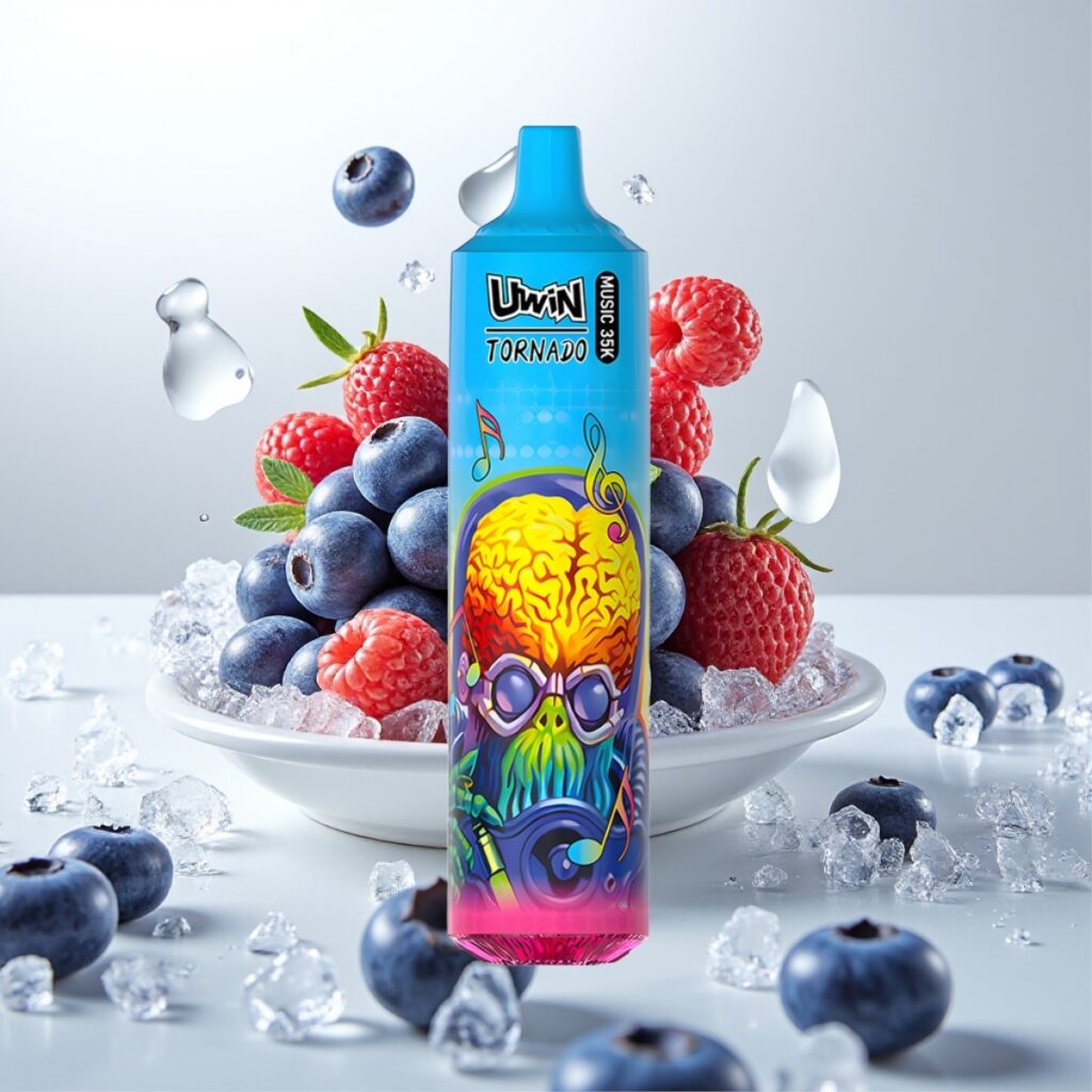 Uwin Tornado 35K Music Engangs Vape Blåbær på Is – 35.000 puffs, 600mAh batteri, Type-C-lading