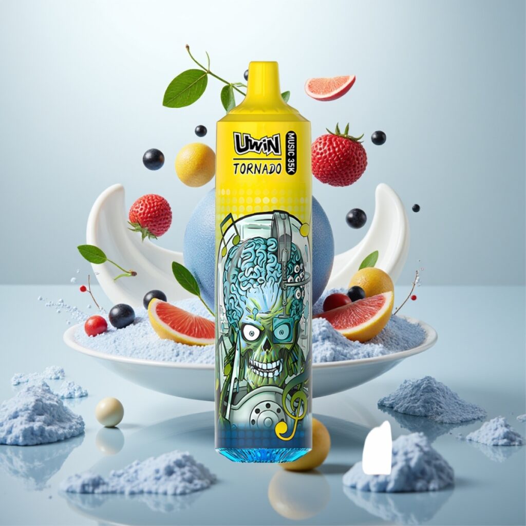 Uwin Tornado 35K Music Engangs Vape Herr Blå – 35.000 puffer, 600mAh batteri, Type-C-lading